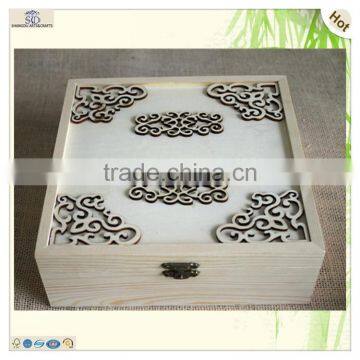 Set Three Unfinished Laser Engraved Hinged Wood Boxes