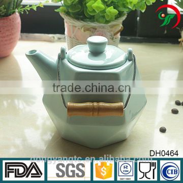 Customize logo porcelain chinese tea pot with steel handle