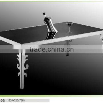 stainless steel dining table designs with tempered table top BT0602