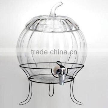 The Shape of a Pumpkin Glass Dispenser With Metal Stand photo-3
