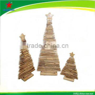 wooden conical tree with star for christmas