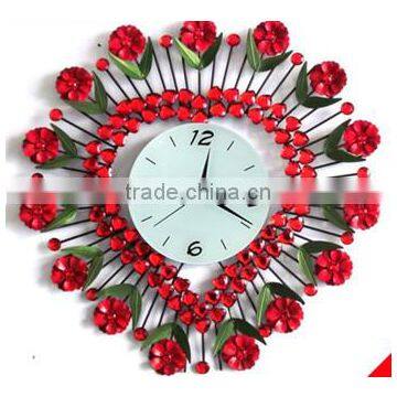 Red Flower Metal Heart Wall Digital Clock photo-2