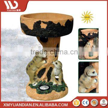 Resin Craft Owl Ornament Outdoor Solar Garden Light With Bird Bath photo-2