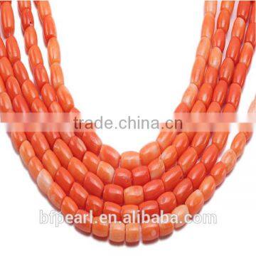 Charming 7x10mm Pillar-shaped Orange Coral Loose String of Beads