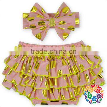 Soft Cotton Baby Bloomers Wholesale Girls Ruffle Diaper Covers Bloomers With Matched Headband