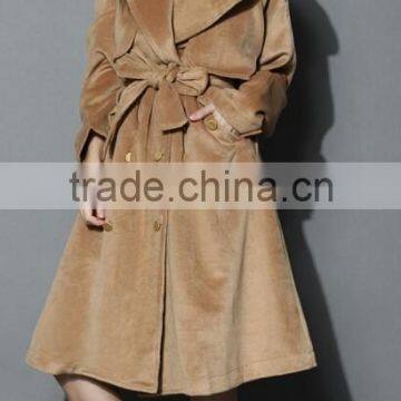 2014 winter storm flap Self-tie Belted Wool Blend Coat ,cold winter outside wear ,Double breasted wool coat