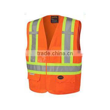 2017 hot sale Reflective safety vest fluorescent orange security vest polyester motorcycle safety vest