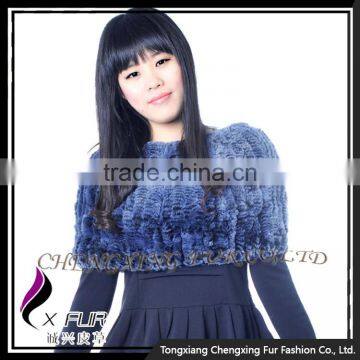 CX-B-76F 2016 Fashion Scarf Rex Rabbit Fur Snood Knitted Poncho And Shawl photo-4