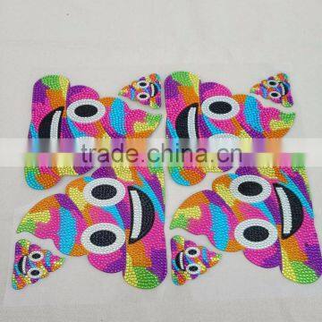 Lovely Cartoon Design Hologram Rhinestone Diamond Gem Crystal Sticker In Foot Grade photo-3