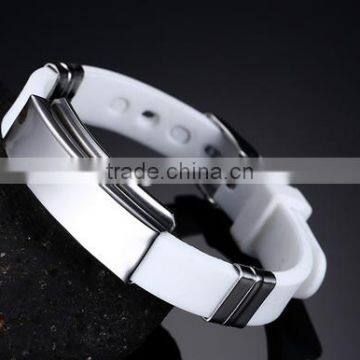 Orange Color Silicone Sport Wrist Bangle Custom Own Logo Steel Charms Silicone Bangle for Mens Gifts photo-5