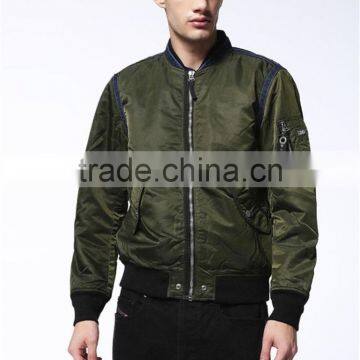 MGOO High Quality Green Nylon Bomber Jackets Custom Long Sleeves Ruffles Padded Cotton Winter Mens Tops photo-2