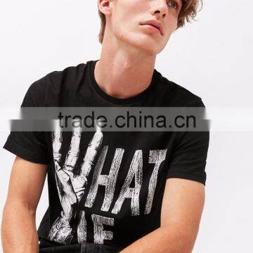 Customize Text Print T-Shirt For Man Stylish Discharge Printing Pattern Fashion Casual Tee 100% Pure Cotton Material Soft Short photo-2