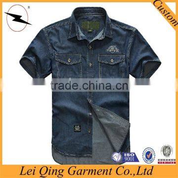 Top quality denim short sleeve custom mechanic shirts