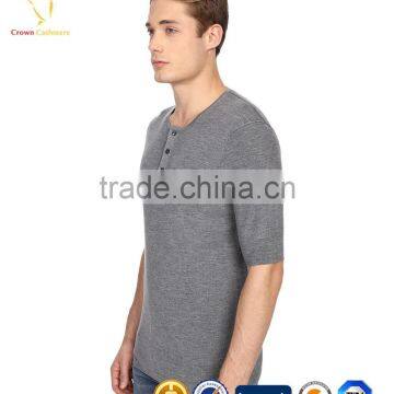 Short Sleeve T-shirt Wool Knitted Mens Crewneck Sweater