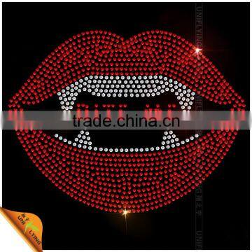 Latest Fashion Red Lip Design Iron on Clothing Rhinestone Transfer Stickers photo-3
