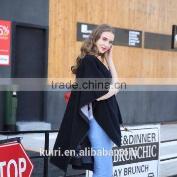 New Luxury Brand Color Matching Cashmere Poncho Winter Thicker Warm Shawls Wrap Double Side photo-4