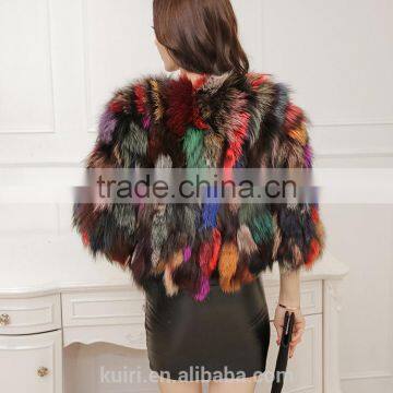 2016 New Design Colorful Fox Fur Short Jacket Fox Whole Skin Fur Winter Coat Lady New Design photo-2