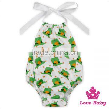 St.Patricks Day Baby Clothing Designs Of Punjabi Suits Printed Green Hat Adult Romper Pajamas Onesie