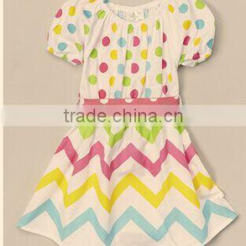 2015 new baby pastel polka dot and chevron girls dress easter dress