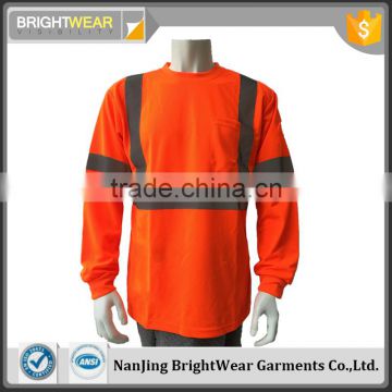 Men's sew-on reflective tape hi vis orange customized print USA warning t-shirt