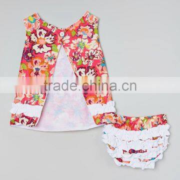 Fashion Rainbow Floral Baby Girl Clothing Set With Bow 2pcs Swing Top And Diaper Cover Set Adorable Infant Clothes CS90425-15 photo-2