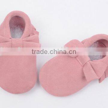 Classic Design 100% Suede Baby Moccasins With Bow, Bow Moccains for Baby photo-3