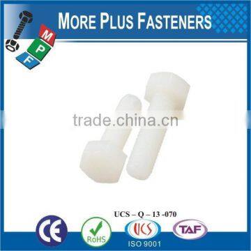 Made in Taiwan High Quality Supplier White Color Plastic Hex Head Bolts