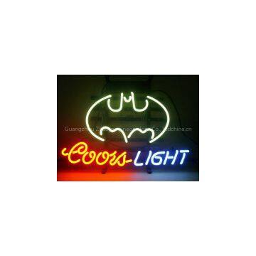 T110 COORS LIGHT BATMAN handicrafted real glass tube neon signs for store display and advertising.