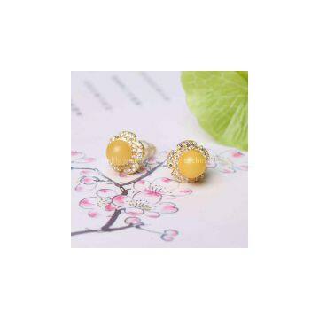 Neffly Jewelry Natural Beeswax Earrings Earrings With S925 Silver Plated k Gold Inlaid Diamond Accessories Craft photo-1