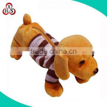 Wholesale custom cute plush dog pencil case animal shaped plush pencil case