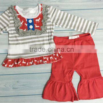 Professional made custom design stripe design chirstmas kids boutique outfit