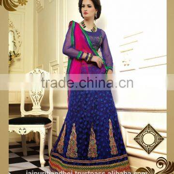 Royal Blue Brasso,Net Lehenga Choli