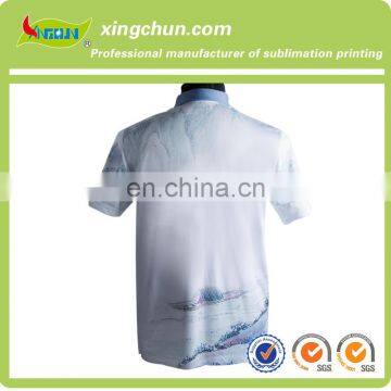 2015 Summer Latest Design Landscape Painting Sublimation Printing Polo t Shirt for Man in Short Sleeve photo-4