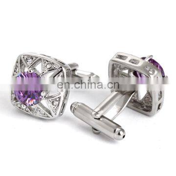 Mens Shirt Cufflinks Purple Crystal Wedding Cufflinks photo-3