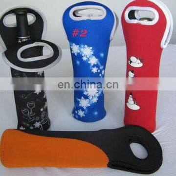 Wholesale print different style waterproof neoprene bottle cooler with handle