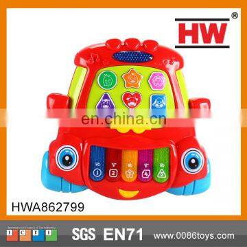 Funny Plastic Kids Toy Cartoon Car Shaped Musical Keyboard Piano Sale