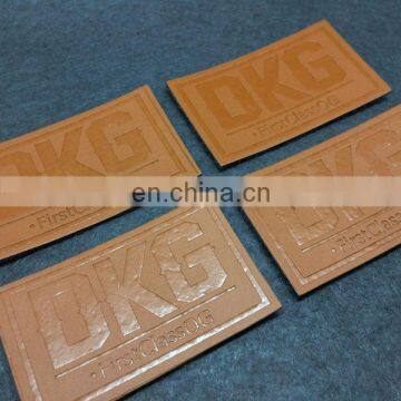 Custom Fashion Collection Shiny PU Metal Logo Tags Fake Designer Jeans Labels Leather Patches For Luggage Handbag Clothing Pants photo-3