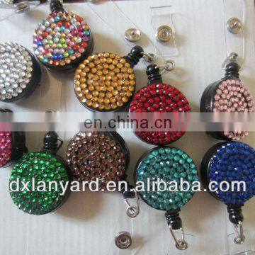 Bling magnetic rhinestone retractable badge reel yoyo badge holder