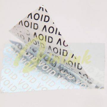 White Partial Transfer Anti-Tamper Security VOID Label Material,destructible sticker,printed security bags