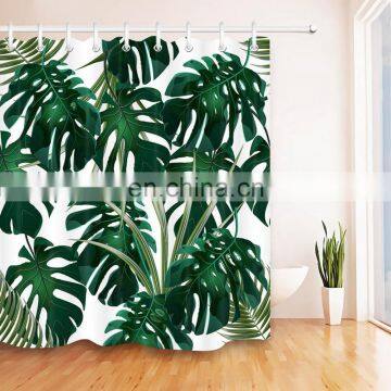 i@home Green palm trees leaves polyester shower curtain bathroom waterproof