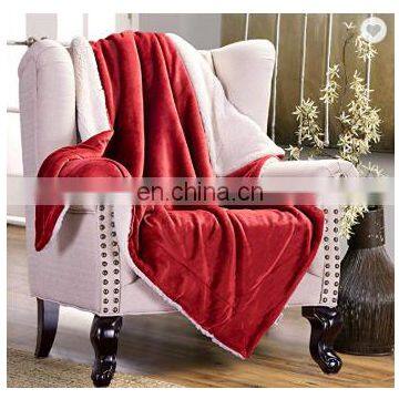 100% Polyester Sherpa Flannel Blanket Two Sides Brushed Cozy Fleece Throw photo-2