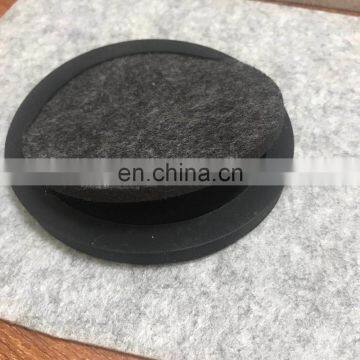 Black promotional gift 10cm Round Silicone Drink Coasters with Absorbent Soft Felt Insert