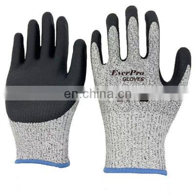 Durable Power Grip Level 5 Cut Resistant Gloves With Nitrile Foam Coated Safety Gloves