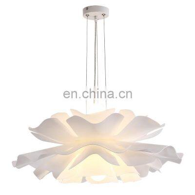 Modern Warm And Romantic White Chandelier LED Flower Restaurant White Metal Chandelier