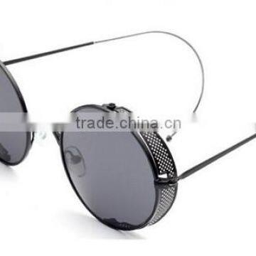 Hot Selling Women Ladies Femal Fashion Retro Classic Metal Frame Small Round Sunglasses With Cover Mesh photo-3