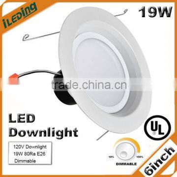 High Power 120V 1200lm 6 Inch19W Dimmable LED Square Downlight