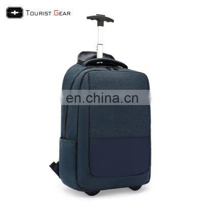 Custom Laptop trolley Backpack with wheels High quality Trolley bag laptop backpack with Charging USB port