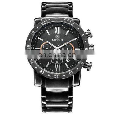 Megir 3008 Quartz Watch Men Relogio Masculino Quartz Wristwatch New Fashion Casual Full Steel Watches