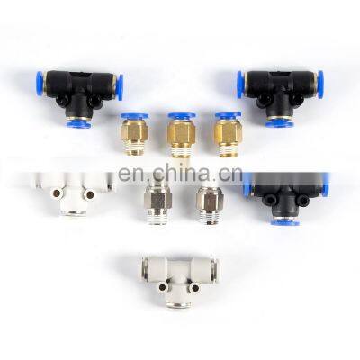 High quality factory direct supply PU union 3 way Tee type pneumatic quick air hose fittings