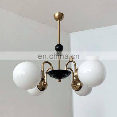 Nordic Modern Iron and Glass Ball Pendant Light Magic Bean LED Chandelier for Living Room Bedroom Restaurant